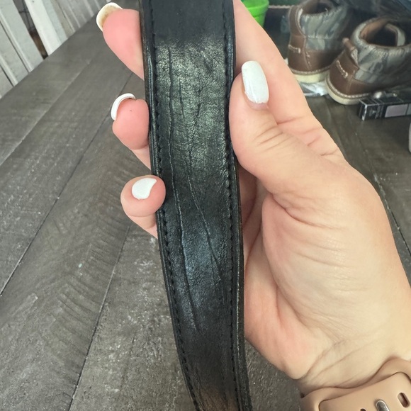 LEVIS Vintage Made In USA Black Leather/Silver Buckle Belt Style 3710 - Picture 10 of 10